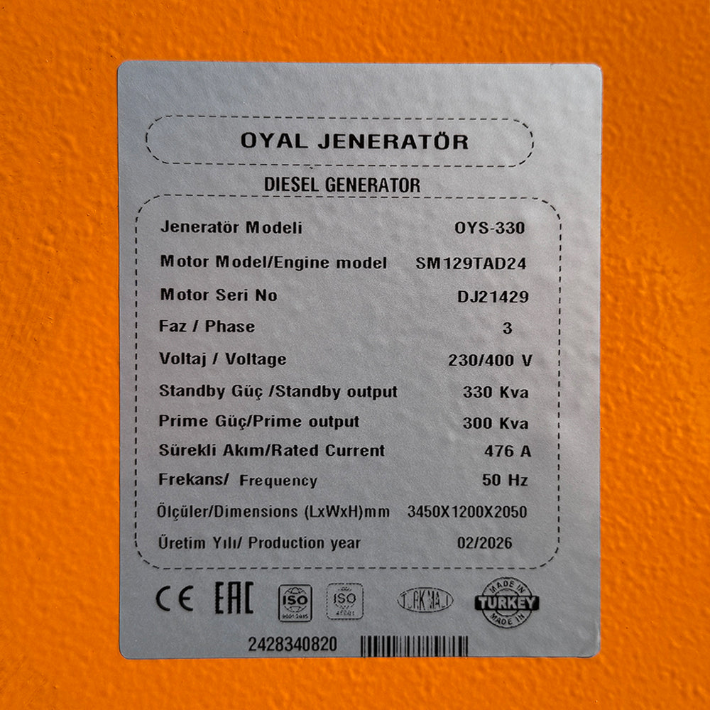 Дизельний генератор OYAL OYS-330 C-SDEC SM129TAD24 330KVA / 264KW