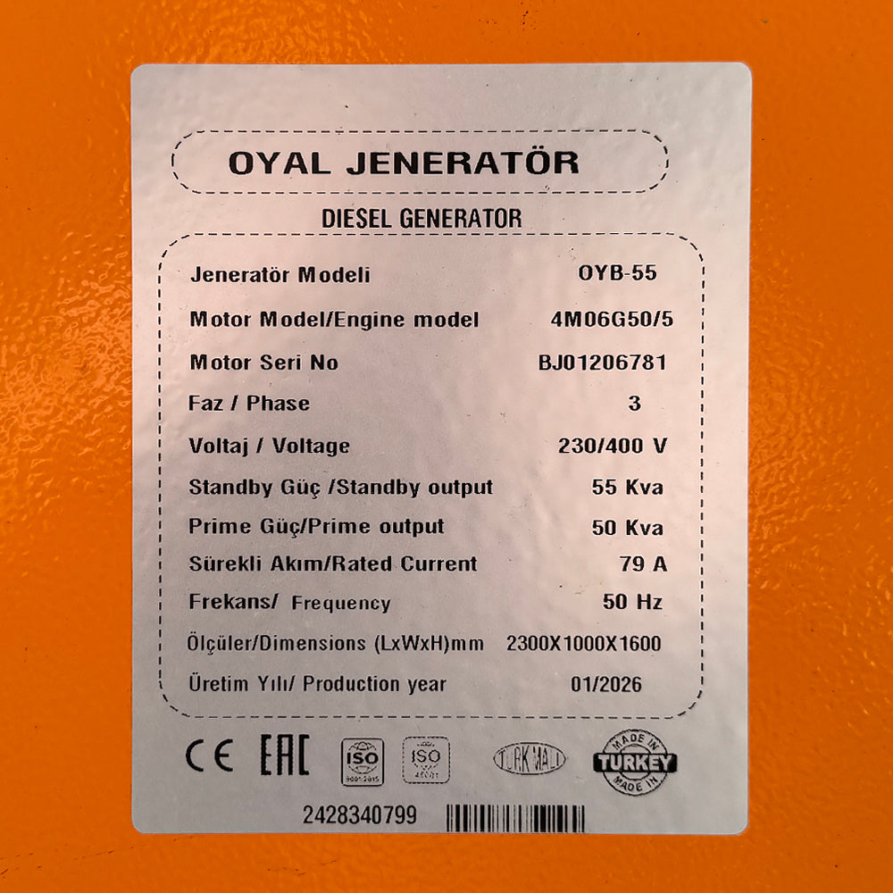Дизельний генератор OYAL OYB-55 BAUDOUIN 4M06G55-5 55KVA / 48KW