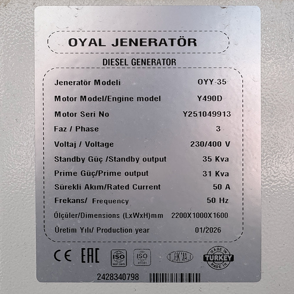 Дизельний генератор OYAL OYY-30 YANG DONG Y490D 30KVA / 24KW