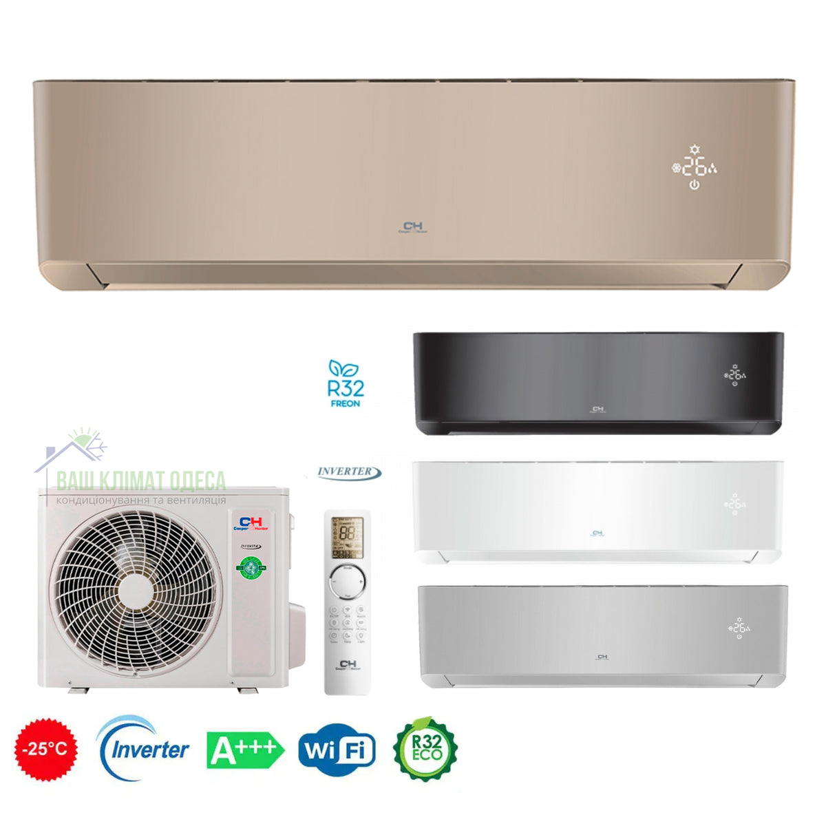 Кондиціонер Cooper&Hunter серія SUPREME Continental (GOLD) Inverter CH-S24FTXAL2-GD