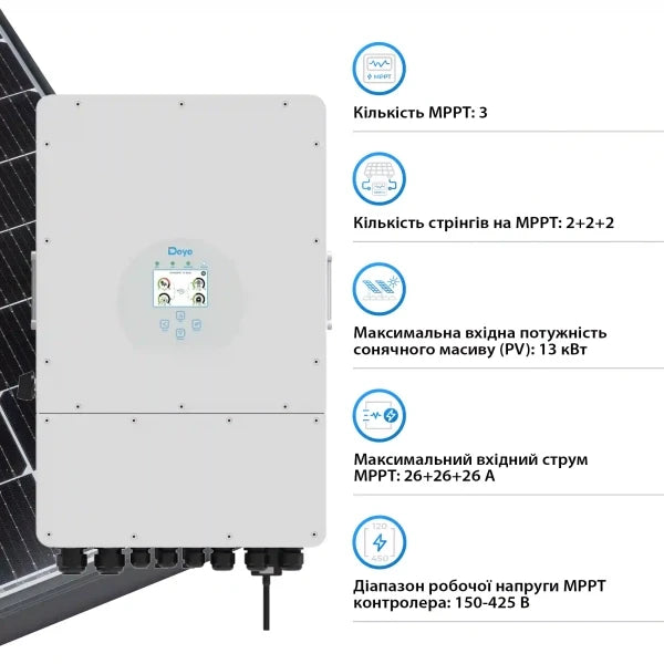 Інвертор гібридний Deye SUN-12K-SG02LP1-EU-AM3-PLUS