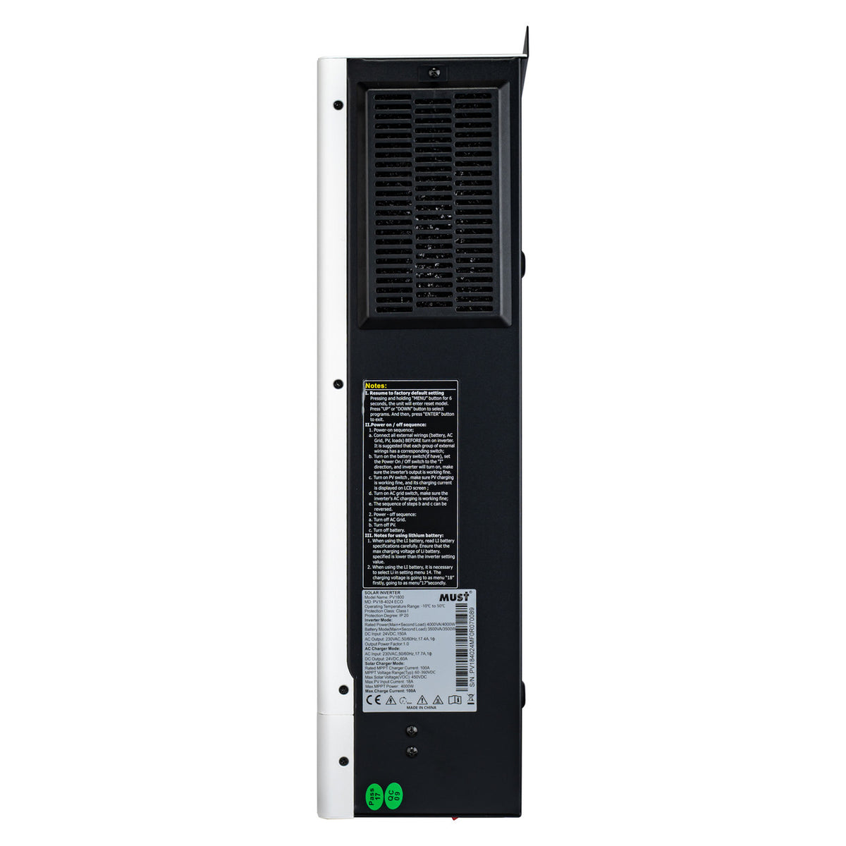 Гібридний інвертор Must PV18-4024ECO 4 кВт, 24V