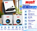 Комплект резервного живлення інвертор MUST PV19-4024 EXP 4 кВт + 2 акумулятори LP16-24200 LiFePO4. Загальна ємність 10,24 кВт·год